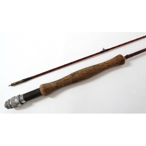 279 - Fishing :A traditional AE Rudge & Son, Redditch  7' 4'' , 2 piece split cane bound single hand fly r... 