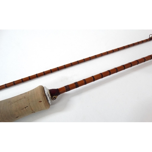 284 - Fishing : a J Stephenson ( according to vendor)  6' , 2 piece ( with spare end) Split Cane bound dou... 