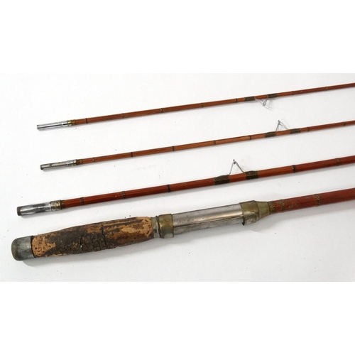 285 - Fishing : A traditional and unusual  9' 9'' , 3 piece  ( & 1 extra end) split cane bound river rod '... 