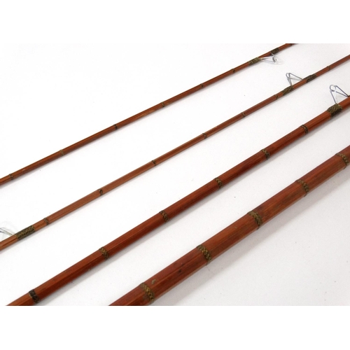 285 - Fishing : A traditional and unusual  9' 9'' , 3 piece  ( & 1 extra end) split cane bound river rod '... 