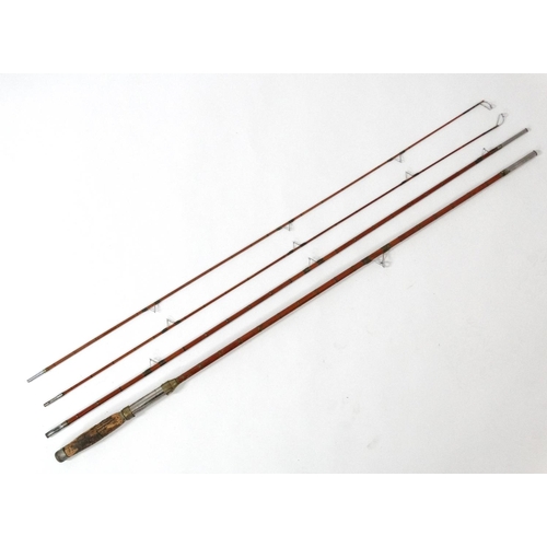 285 - Fishing : A traditional and unusual  9' 9'' , 3 piece  ( & 1 extra end) split cane bound river rod '... 