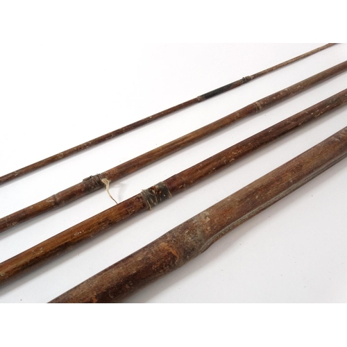 288 - Fishing : A traditional ( possibly Victorian )  11' 10'' , 4 socket end (piece)  bamboo and brass ca... 