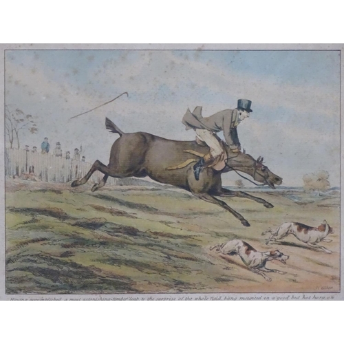 291 - Hunting: After H Alken 1817, Hand coloured engravings x 4 on Whatman like paper, 'Discover ',(the do... 