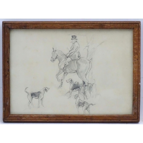 295 - Hunting: Circle of Cecil Charles Windsor Aldin (1870-1935), Pencil sketch,  'Jorrocks and two couple... 