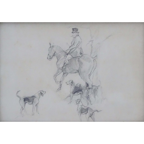 295 - Hunting: Circle of Cecil Charles Windsor Aldin (1870-1935), Pencil sketch,  'Jorrocks and two couple... 