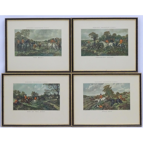 298 - Hunting: Herring's Fox-Hunting Scenes,  J Harris after J F Herring,  Reproduction coloured prints, '... 