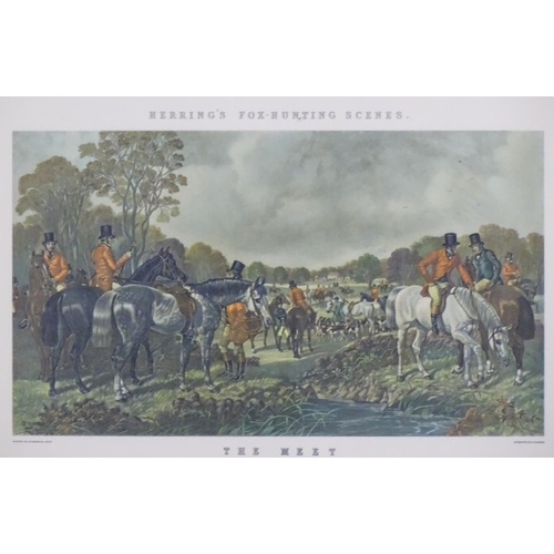 298 - Hunting: Herring's Fox-Hunting Scenes,  J Harris after J F Herring,  Reproduction coloured prints, '... 