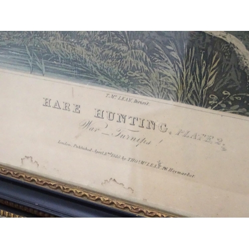 301 - Hare Hunting: R G Reeve after W. P. Hodges, Hand coloured engravings, a pair, 'Hare Hunting, SOHO!',... 