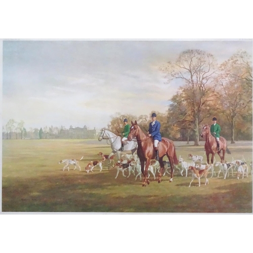 305 - Hunting: Madelaine Selfe XIX-XX, Limited edition print 121/350, 'Duke of Beaufort with his hounds in... 