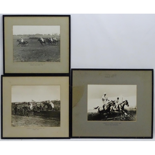 323 - Horse Racing: A set of 3 framed black and white 1938 / 39 Hunt Point-To-Point photographs, to includ... 