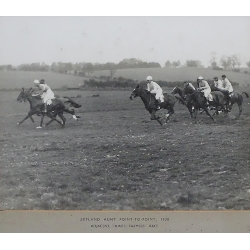 323 - Horse Racing: A set of 3 framed black and white 1938 / 39 Hunt Point-To-Point photographs, to includ... 