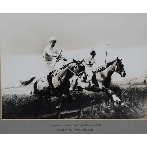 323 - Horse Racing: A set of 3 framed black and white 1938 / 39 Hunt Point-To-Point photographs, to includ... 