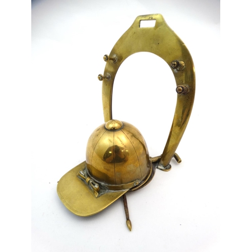 328 - Riding  / Hunting Interest : A late 19thC / early 20thC  Novelty brass Standish / inkwell  the back ... 