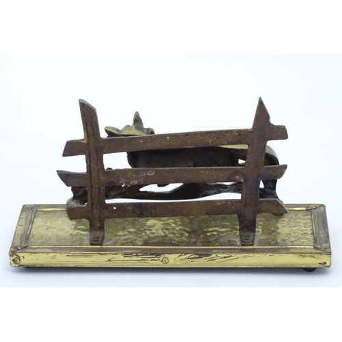 328A - A novelty letter rack with brass fox and fence decoration. 8'' wide