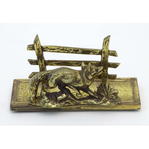 328A - A novelty letter rack with brass fox and fence decoration. 8'' wide