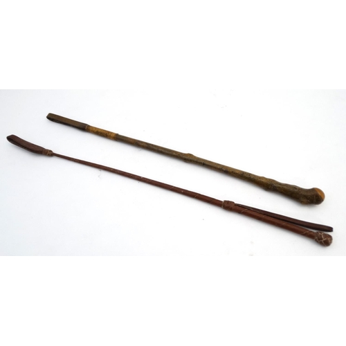 336 - Hunting / Riding :  2 riding crops, one ash. 22'' long (2)