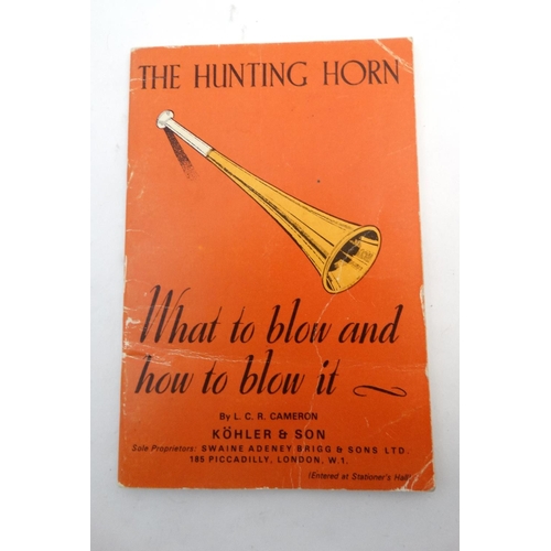 340 - Hunting : A long copper and brass hunting / coaching horn  34 1/2'' long, together with a short copp... 