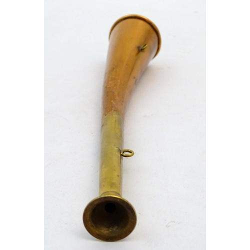 340A - A copper and brass hunting horn Approx 9 3/4'' long