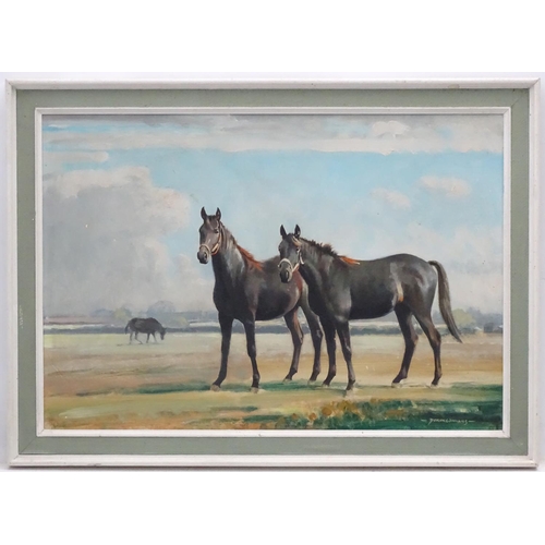 351 - Horse: Derek Williams XX Equine School, Oil on board, Portrait of two brood mares, Signed lower righ... 