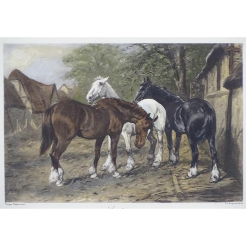 355 - Hunting: After George Wright (1860 - 1942),  Set of 4 coloured prints, 'Here comes the master,' 'A p... 