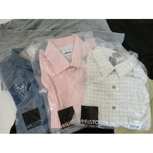 372 - A quantity of Sporting items, comprising a Musto country check shirt size 16, a Musto washed stripe ... 