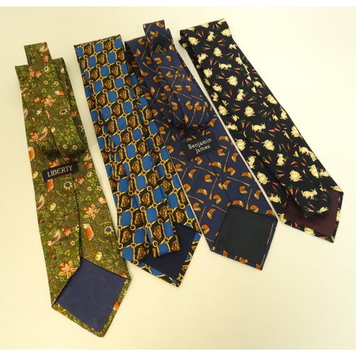 385 - Four new country themed 100% silk ties; including one Liberty & one Benjamin James (4)