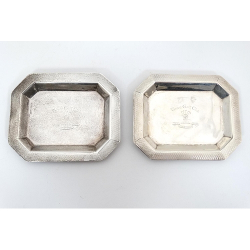 462 - Golfing Interest : A pair of pin dishes  with engine turned decoration and engraved ' Troon Golf Clu... 