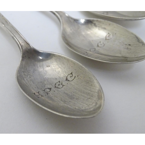 472 - Golfing Interest - Heaton Park Gold Club ?  : A Matched set of 4 silver teaspoons Hallmarked Sheffie... 