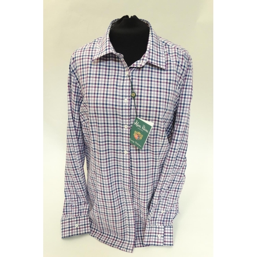 481 - Alan Paine navy and purple check shirt. Size 14 (New with tags)