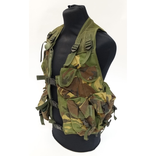 496 - A Cammo fishing  /hunting / photo waistcoat; multi pouches and pockets; mesh back and rucksack, Appr... 