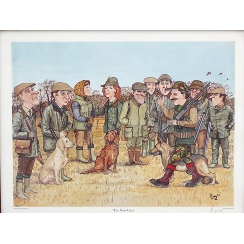 517 - Bryn Parry, Signed coloured print, 'The New Gun', Signed lower right, 16 1/4 x 20 1/2''