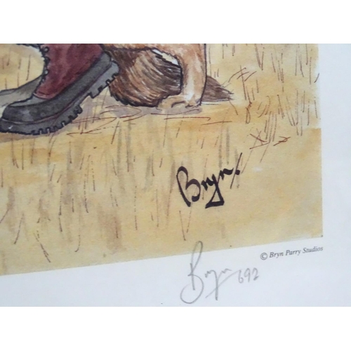 517 - Bryn Parry, Signed coloured print, 'The New Gun', Signed lower right, 16 1/4 x 20 1/2''