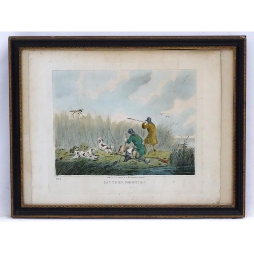 519 - After H Alken, hand coloured engraving, 'Bittern Shooting' a long gone practice and rare image!, Bea... 