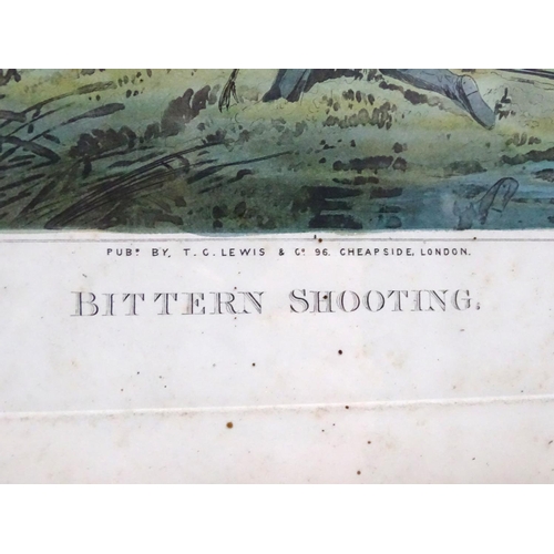 519 - After H Alken, hand coloured engraving, 'Bittern Shooting' a long gone practice and rare image!, Bea... 