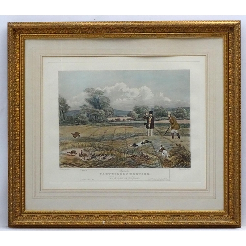 521 - Shooting: Hunt after Turner,  Hand coloured engraving,  'September, partridge shooting, ah! that poi... 