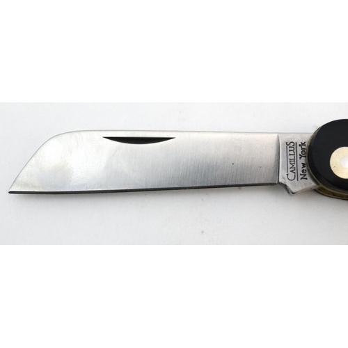 540 - A rare Cammilus pocket knife, of carbonitride titanium and Japanese steel construction, having marli... 