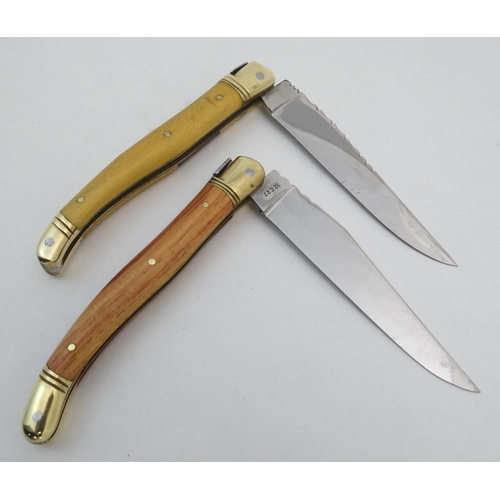 546 - A Castinne Renette Laguiole pocket knife, together with another by G David, the largest 8 3/4''