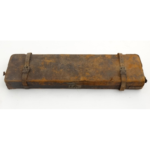 564 - An early 20thC gun motor case by Cogswell & Harrison , London . Of canvas & leather construction wit... 