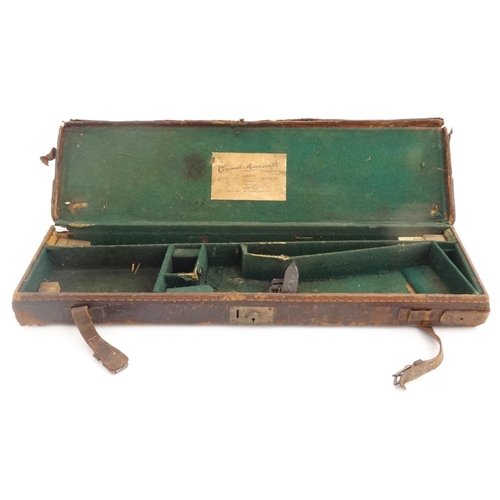 564 - An early 20thC gun motor case by Cogswell & Harrison , London . Of canvas & leather construction wit... 