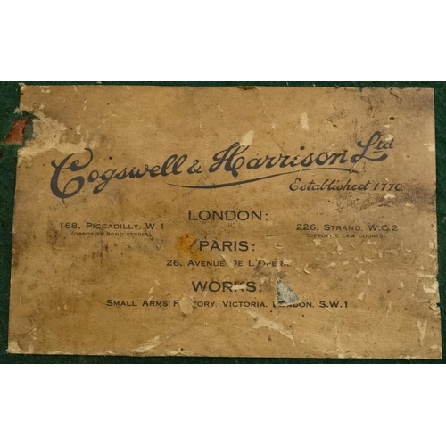 564 - An early 20thC gun motor case by Cogswell & Harrison , London . Of canvas & leather construction wit... 