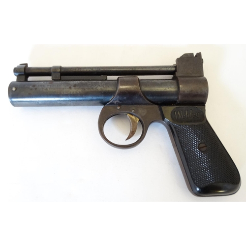 626 - Airgun: A mid 20thC Webley 'Junior' (series 2) .177 air pistol, having bakelite grips, Approximately... 