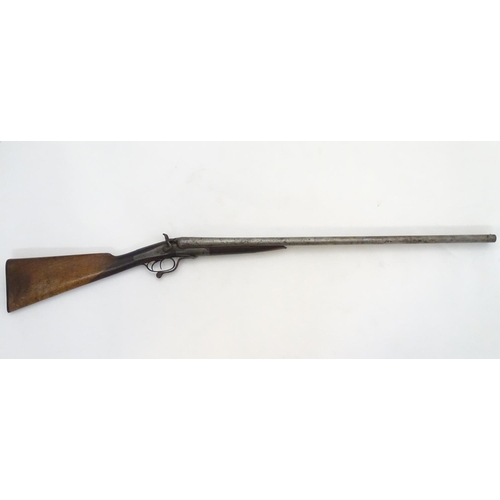 715 - Shotgun: The stock & action of a Victorian Ward & Sons 12 bore side by side hammergun, the action wi... 