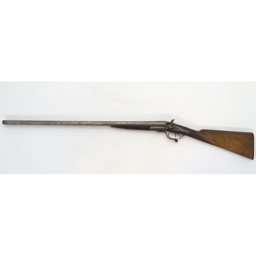 715 - Shotgun: The stock & action of a Victorian Ward & Sons 12 bore side by side hammergun, the action wi... 