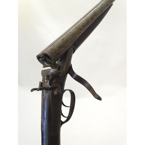 715 - Shotgun: The stock & action of a Victorian Ward & Sons 12 bore side by side hammergun, the action wi... 