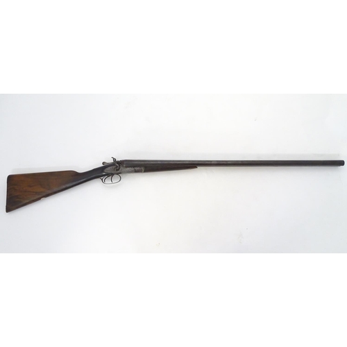 716 - Shotgun: The stock & action of an early 20thC Isaac Hollis & Sons 12 bore side by side hammergun, th... 