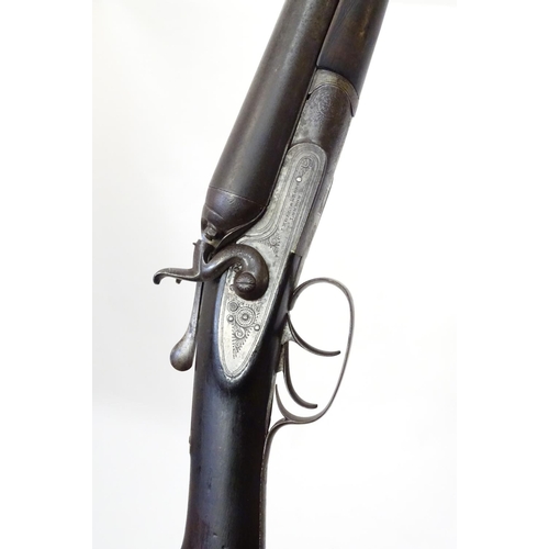 716 - Shotgun: The stock & action of an early 20thC Isaac Hollis & Sons 12 bore side by side hammergun, th... 