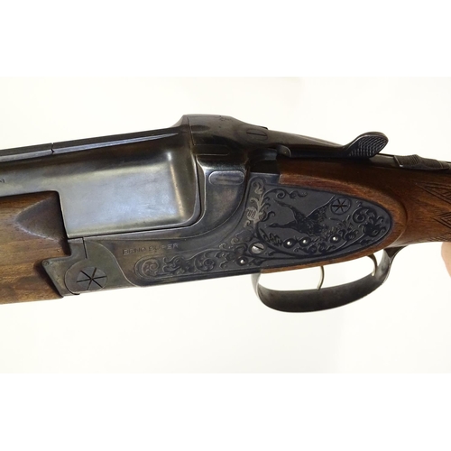 717 - Shotgun: The stock & action of a BRNO ' Super ' 12 bore over and under shotgun, the action engraved ... 