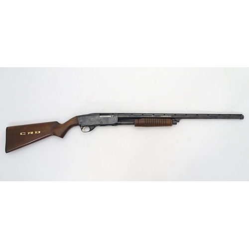 718 - Shotgun: The stock & action of a Savage 'Model 30E' 20 bore pump action shotgun, the action engraved... 