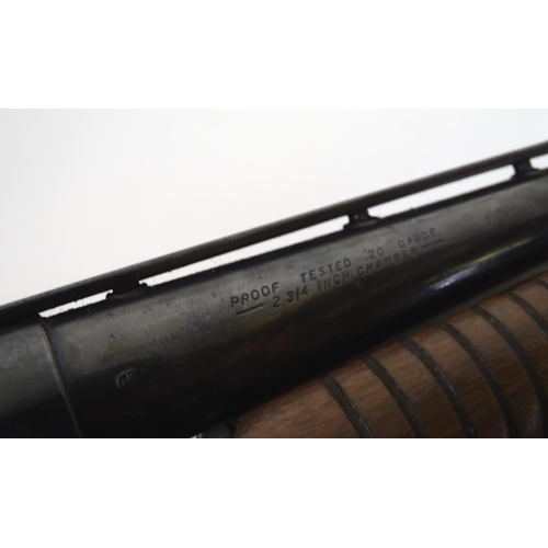 718 - Shotgun: The stock & action of a Savage 'Model 30E' 20 bore pump action shotgun, the action engraved... 