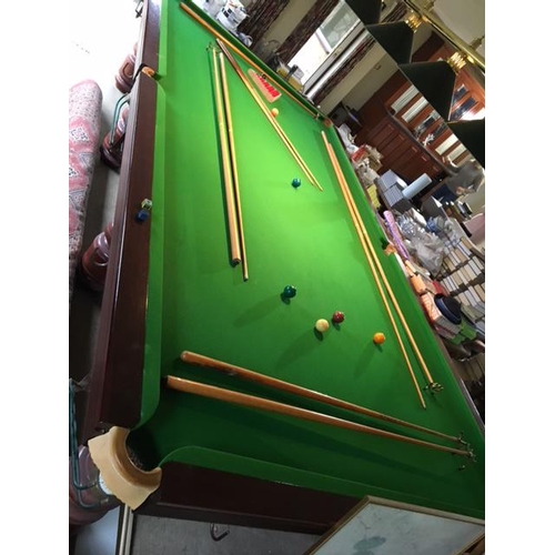 720 - Snooker Billiards: A c1970 full size slate bed, snooker table (12' x 6')  having 8 legs, Together wi... 